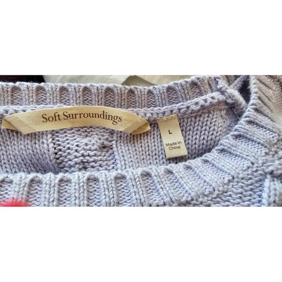 Soft Surroundings Women's Cable Knit Cozy Tunic Pullover Sweater Size L Lavender - Picture 5 of 6